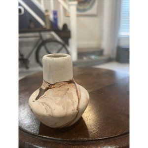 Vintage Nemadji Pottery USA Brown Creams Drips Swirls Small 3 3/4” Vase​​